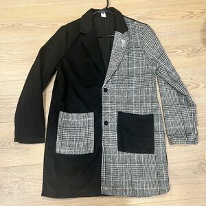 Split-Color Checkered Coat